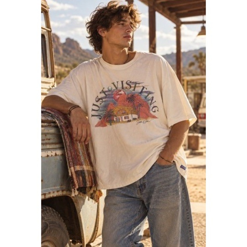 Scotch & Soda Amsterdam Just Visiting Graphic Tee Shirt Mens Large Off White